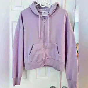 Cult Favorite Basics Lavender Hooded Zip Up Sweatshirt - Size Extra Large